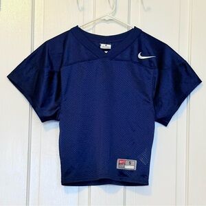 Nike Navy Blue Women's Athletic Cropped Football Jersey Small